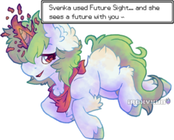 Size: 3141x2538 | Tagged: safe, artist:php166, oc, oc only, oc:svenka, pony, unicorn, bandana, bedroom eyes, clothes, female, high res, magic, mare, solo, text, unshorn fetlocks