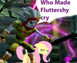 Size: 792x648 | Tagged: safe, artist:jetbourdkid, fluttershy, g4, crying, dark jak, exploitable meme, jak, jak and daxter, jak ii: renegade, meme