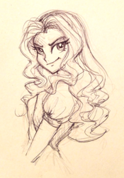 Size: 760x1088 | Tagged: safe, artist:buttersprinkle, adagio dazzle, equestria girls, g4, female, pen drawing, sketch, solo, traditional art
