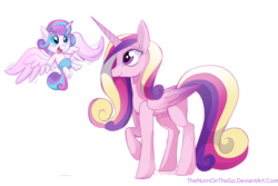 Size: 1024x683 | Tagged: safe, artist:thenornonthego, princess cadance, princess flurry heart, alicorn, pony, g4, season 6, duo, duo female, female, mama cadence, mare, mother and daughter