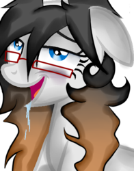 Size: 415x530 | Tagged: safe, artist:scarlett-letter, oc, oc only, oc:scarlett letter, alicorn, pony, 2014, alicorn oc, blue eyes, drool, glasses, simple background