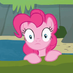 Size: 284x284 | Tagged: safe, screencap, pinkie pie, earth pony, pony, g4, pinkie apple pie, season 4, animated, blinking, faic, female, frown, gif, mare, perfect loop, solo, wide eyes