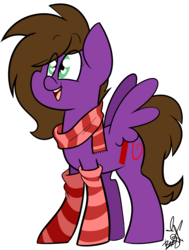 Size: 2695x3559 | Tagged: safe, artist:befishproductions, oc, oc only, oc:befish, clothes, high res, scarf, signature, simple background, socks, striped socks, transparent background, wingding eyes