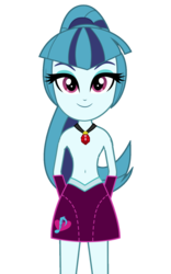 Size: 1024x1642 | Tagged: safe, sonata dusk, human, equestria girls, g4, my little pony equestria girls: rainbow rocks, barbie doll anatomy, belly button, clothes, delicious flat chest, female, midriff, ms paint, simple background, standing, topless, vector, white background