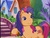 Size: 720x540 | Tagged: safe, screencap, scootaloo (g3), earth pony, pony, g3, meet the ponies, pinkie pie's party party, bridge, cute, dexterous hooves, female, g3 cutealoo, holding, house, kite, mare, outdoors, ponyville (g3), smiling, solo