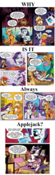 Size: 650x2066 | Tagged: safe, idw, official comic, applejack, rarity, spike, g4, spoiler:comic, female, lesbian, ship:rarijack, shipping