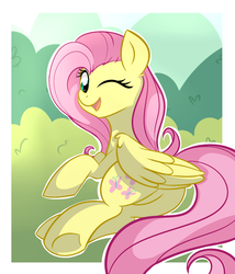 Size: 1200x1400 | Tagged: safe, artist:daydreamsyndrom, fluttershy, g4, butt, cute, explicit source, female, looking at you, plot, shyabetes, solo, underhoof, wink