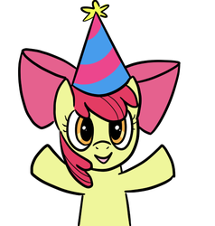 Size: 500x526 | Tagged: safe, artist:reuniclus, apple bloom, g4, female, hat, party hat, solo