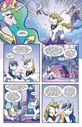 Size: 1041x1600 | Tagged: safe, artist:tony fleecs, idw, amethyst stone, prince blueblood, princess cadance, princess celestia, princess luna, shining armor, twilight sparkle, alicorn, pony, unicorn, friends forever #26, g4, my little pony: friends forever, spoiler:comic, armor, crystal guard, crystal guard armor, female, male, mare, preview, royal guard, stallion, twilight sparkle (alicorn)