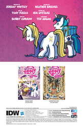 Size: 1041x1600 | Tagged: safe, artist:tony fleecs, idw, prince blueblood, shining armor, pony, unicorn, friends forever #26, g4, my little pony: friends forever, spoiler:comic, butt, duo, male, plot, preview, stallion