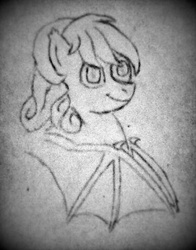 Size: 677x862 | Tagged: safe, oc, oc only, oc:nightshine, bat pony, pony, bat wings, female, filly, sketch, solo, wings