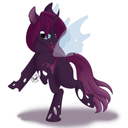 Size: 1024x1024 | Tagged: safe, artist:dr-whiskey, oc, oc only, oc:vespidae, changeling, female, purple changeling, smiling, solo