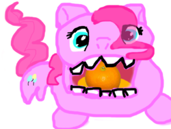 Size: 640x480 | Tagged: safe, pinkie pie, g4, 1000 hours in ms paint, female, food, ms paint, orange, solo, ugly, wat, why, wtf