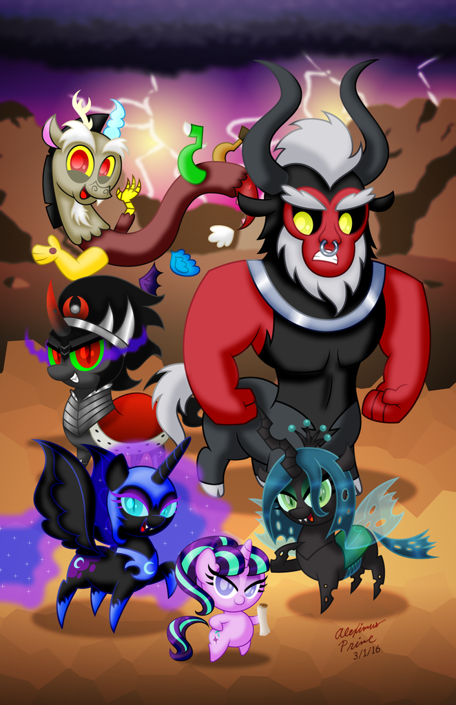 #1100375 - safe, artist:aleximusprime, discord, king sombra, lord tirek