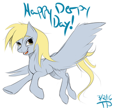 Size: 1600x1400 | Tagged: safe, artist:thethunderpony, derpy hooves, pegasus, pony, g4, female, flat colors, flying, happy, mare, simple background, smiling, solo, white background