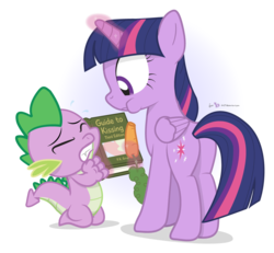 Size: 1040x960 | Tagged: safe, artist:dm29, spike, twilight sparkle, alicorn, pony, g4, begging, book, carrot, eating, eyes closed, female, food, frown, gritted teeth, herbivore, kissing, levitation, magic, male, mare, puffy cheeks, ship:twispike, shipping, simple background, straight, telekinesis, transparent background, twilight sparkle (alicorn), wide eyes