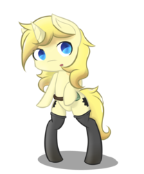 Size: 816x979 | Tagged: safe, artist:notten1, oc, oc only, oc:line plucker, pony, belt, bipedal, blue eyes, boots, clothes, cute, pouch, simple background, socks, solo, standing, stockings, transparent background