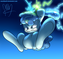 Size: 3000x2800 | Tagged: safe, artist:neoncel, party favor, pony, unicorn, g4, angry, balloon, balloon swords, cute, electricity, epic, favorbetes, featureless crotch, gradient background, high res, male, solo, stallion, underhoof