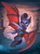 Size: 1675x2250 | Tagged: safe, artist:yakovlev-vad, oc, oc only, oc:au hasard, bat pony, pony, armor, badass, claws, flying, helmet, hoof blades, moon, night guard, royal guard, smirk, solo, spread wings, vein, veiny wings, weapon