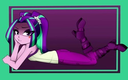 Size: 1600x1000 | Tagged: safe, artist:nekojackun, aria blaze, equestria girls, g4, my little pony equestria girls: rainbow rocks, aria flat, bare shoulders, delicious flat chest, female, looking at you, sleeveless, solo, strapless, tube top