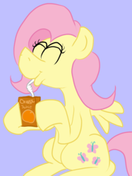 Size: 558x746 | Tagged: safe, artist:cowsrtasty, fluttershy, g4, eyes closed, female, flutterjuice, food, juice, juice box, solo