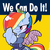 Size: 1280x1280 | Tagged: dead source, safe, artist:purrling, rainbow dash, g4, the cutie re-mark, alternate timeline, apocalypse dash, clothes, crystal war timeline, female, feminism, parody, poster, rosie the riveter, scar, solo, torn ear, world war ii