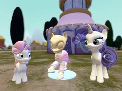 Size: 1400x1050 | Tagged: safe, artist:soad24k, rarity, sweetie belle, g4, 3d, carousel boutique, cutie mark, mannequin, sisters, the cmc's cutie marks