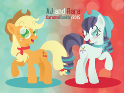 Size: 800x600 | Tagged: safe, artist:caramelcookie, applejack, coloratura, g4, open mouth, rara