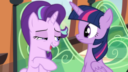 Size: 1280x720 | Tagged: safe, screencap, starlight glimmer, twilight sparkle, alicorn, pony, g4, my little pony: friendship is magic, season 6, the crystalling, faic, female, mare, twilight sparkle (alicorn)