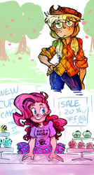 Size: 400x745 | Tagged: safe, artist:tegraliz, applejack, pinkie pie, human, g4, humanized, pony coloring