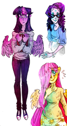 Size: 400x750 | Tagged: safe, artist:tegraliz, fluttershy, rarity, twilight sparkle, human, g4, clothes, converse, humanized, pony coloring, shoes, twilight sparkle (alicorn), winged humanization