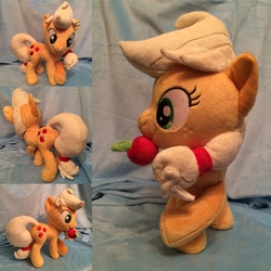 Size: 2048x2048 | Tagged: safe, artist:zombies8mywaffle, applejack, pony, g4, apple, cute, ebay, food, for sale, hatless, high res, irl, magnetic, missing accessory, photo, plushie