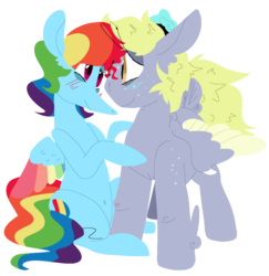 Size: 922x950 | Tagged: safe, artist:goatpaste, derpy hooves, rainbow dash, pegasus, pony, g4, female, lesbian, mare, ship:derpydash, shipping, simple background, transparent background