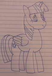 Size: 1343x1952 | Tagged: safe, artist:theotakux, twilight sparkle, alicorn, pony, g4, female, lineart, lined paper, mare, solo, traditional art, twilight sparkle (alicorn)