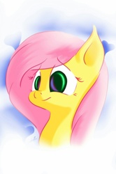 Size: 1024x1545 | Tagged: safe, artist:freeedon, fluttershy, pony, g4, female, mare, portrait, smiling, solo, three quarter view