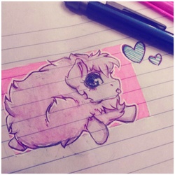 Size: 1920x1920 | Tagged: safe, artist:blowfishartist, oc, oc only, oc:fluffle puff, heart, lined paper, solo, tongue out, traditional art