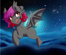 Size: 1200x1000 | Tagged: dead source, safe, artist:blowfishartist, oc, oc only, bat pony, pony, flying, solo, wip