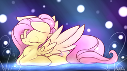 Size: 1920x1080 | Tagged: safe, artist:dshou, fluttershy, g4, cute, female, prone, shyabetes, solo