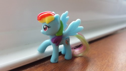 Size: 5312x2988 | Tagged: safe, rainbow dash, g4, irl, kinder egg, photo, solo, window