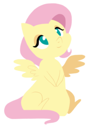 Size: 2364x3398 | Tagged: safe, artist:sk-ree, fluttershy, g4, chibi, female, high res, missing cutie mark, simple background, sitting, solo, spread wings, transparent background