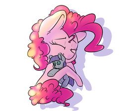 Size: 2000x1800 | Tagged: safe, artist:vincher, maud pie, pinkie pie, g4, eyes closed, female, hug, plushie, solo