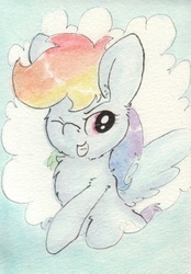 Size: 679x977 | Tagged: safe, artist:slightlyshade, rainbow dash, g4, female, solo, traditional art