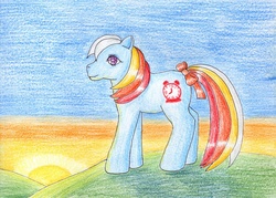 Size: 900x644 | Tagged: safe, artist:normaleeinsane, bright eyes, earth pony, pony, g1, female, solo, traditional art