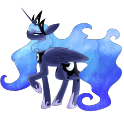 Size: 2000x2000 | Tagged: safe, artist:lunar-march, princess luna, g4, female, high res, raised hoof, simple background, smirk, solo, transparent background