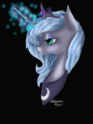 Size: 1024x1365 | Tagged: safe, artist:luna-republic1, princess luna, g4, female, magic, portrait, s1 luna, simple background, solo