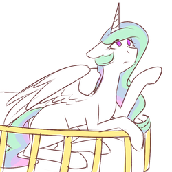 Size: 750x750 | Tagged: safe, artist:cosmalumi, princess celestia, g4, missing accessory, sad, solo