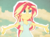 Size: 1075x801 | Tagged: safe, edit, sunset shimmer, equestria girls, g4, my past is not today, cleavage, cloud, cute, female, solo, spread arms, sunlight