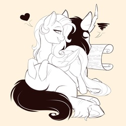 Size: 2000x2000 | Tagged: source needed, safe, artist:evehly, fluttershy, king sombra, pegasus, pony, unicorn, g4, broken horn, brown background, butt grab, duo, female, grope, heart, high res, horn, male, mare, ship:sombrashy, shipping, simple background, stallion, straight, underhoof