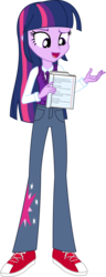 Size: 1966x5124 | Tagged: safe, artist:sketchmcreations, twilight sparkle, equestria girls, g4, alternate clothes, casual, clothes, female, jeans, journal, open mouth, pants, simple background, solo, sweater vest, transparent background, vector
