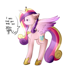 Size: 2870x3000 | Tagged: safe, artist:kurochhi, princess cadance, alicorn, pony, g4, dialogue, female, floppy ears, high res, mare, profile, simple background, solo, white background